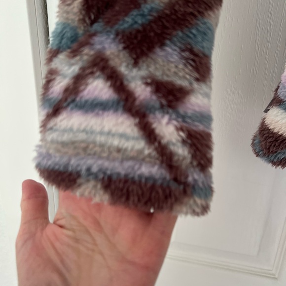 Eddie Bauer 1/4 Zip Sherpa Fleece Women's Large Aztec Southwestern Fuzzy Soft - Picture 4 of 5